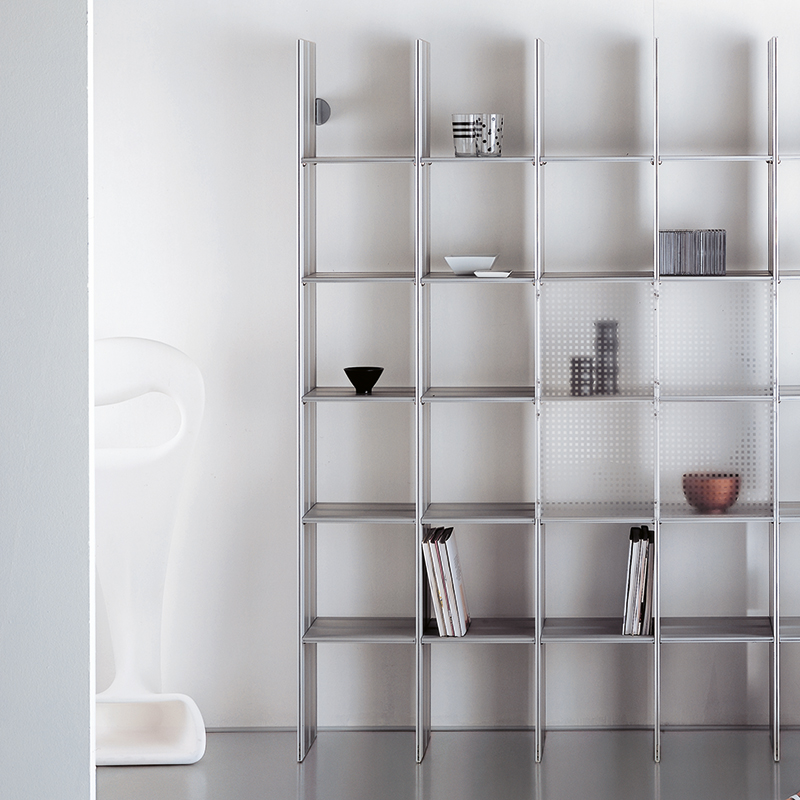 Mas 36 Servetto modular aluminium bookcase - white aluminium-orango opale 2